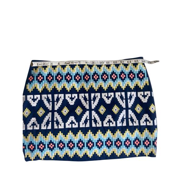 Boho Beautiful Tribal Indie Blue Beautiful Aztec Embroidered Mini Skirt Size M - Picture 7 of 8